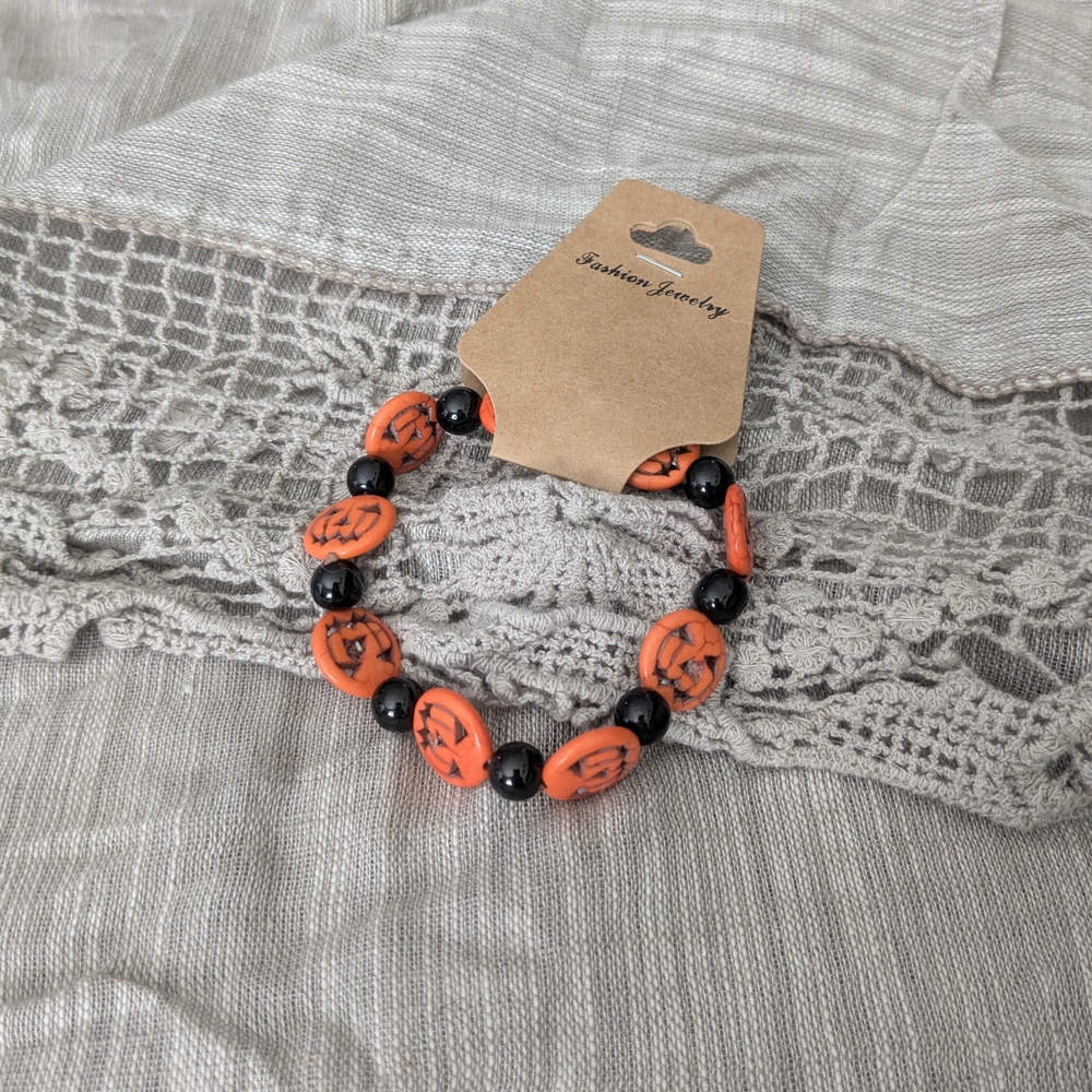 Fashion Jewelry Halloween Bracelet - Orange and Black